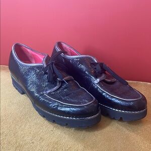 Pas De Rouge Black Patent Leather Silver Piping eu 42